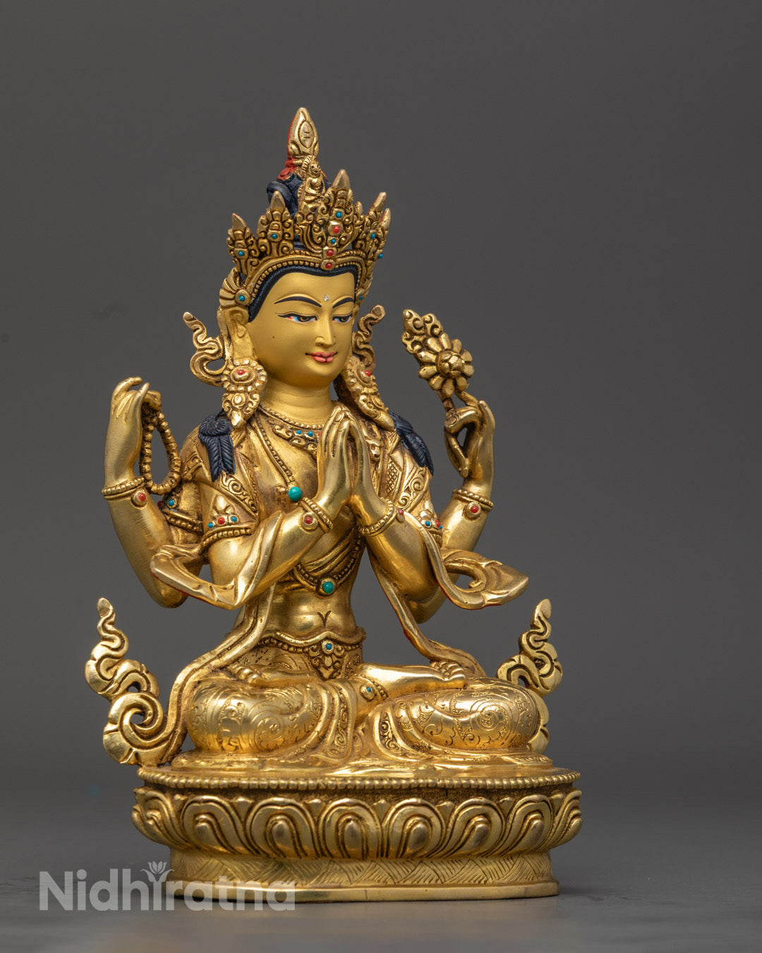 Traditionally Hand-Carved Chenrezig Avalokiteshvara Statue