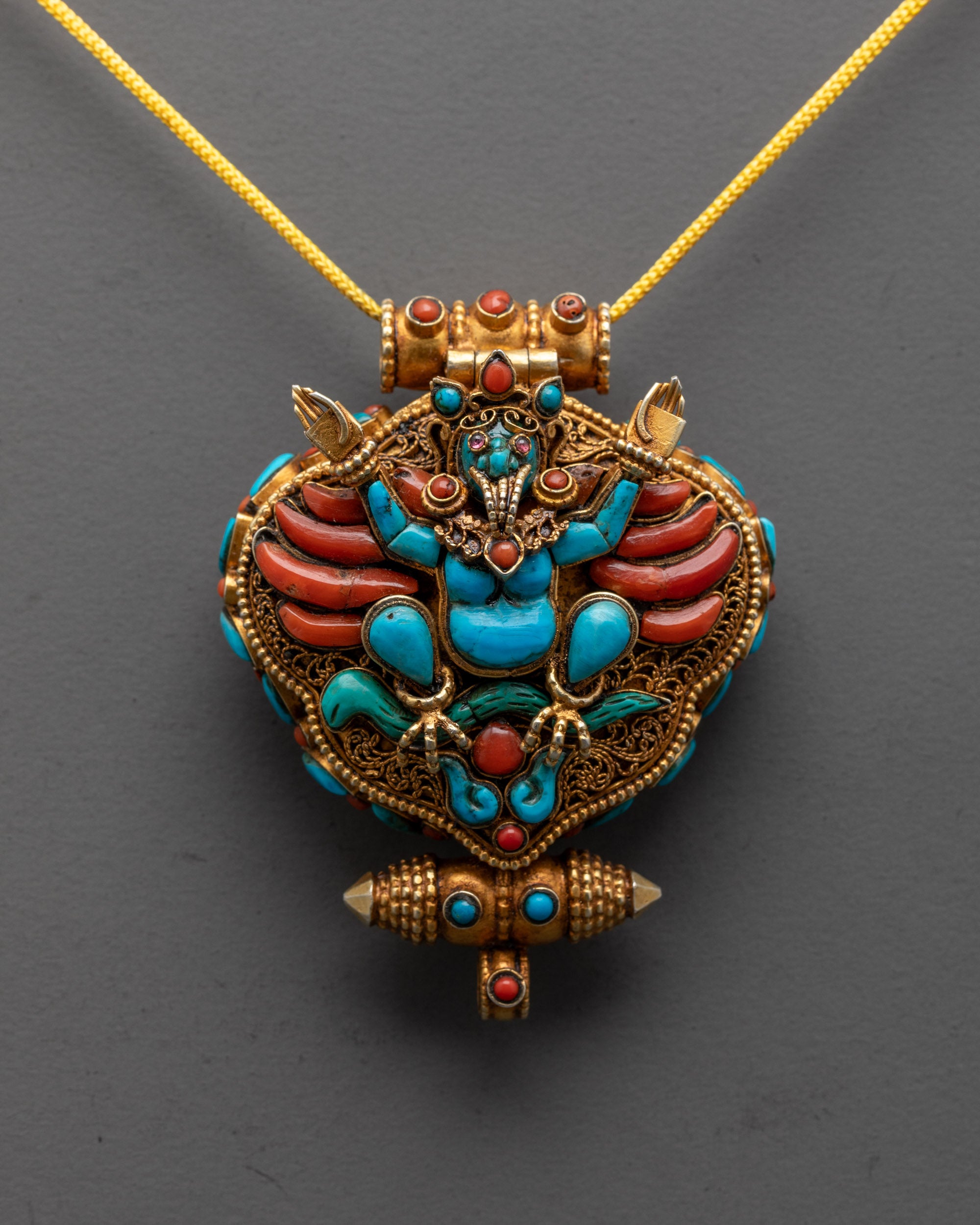 Traditionally Hand-carved Gold-Plated Garuda Design Locket