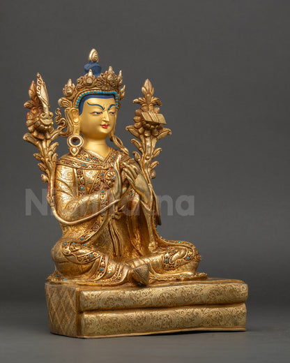Trisong Detsen statue right side view copper gold-gilded Buddhist figure