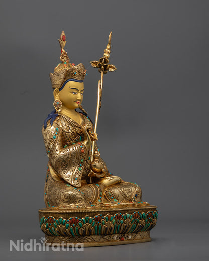 Sacred Guru Tsokye Dorje Statue | 24K Gold Gilded Copper