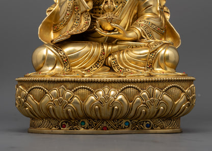 Guru Tsokye Dorje Sculpture with Vajra and Lotus Throne, Symbol of Protection