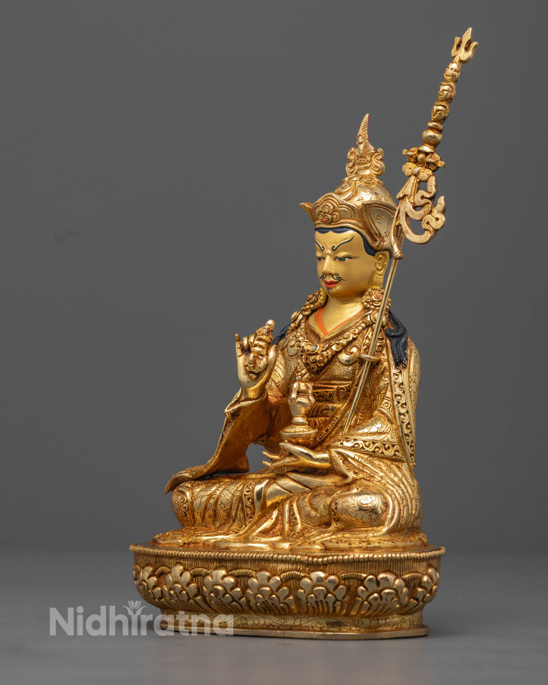 Tsokye Dorje Sculpture showcasing intricate robe carvings, jeweled crown, and traditional lost wax metalwork craftsmanship