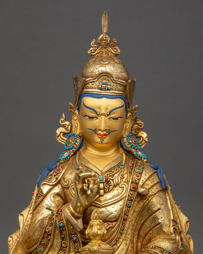 Tsokye Dorje Statue close up detailed robes vajra and khatvanga staff