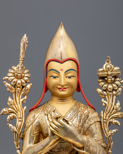 Handcrafted Tsongkhapa Set Statues | Himalayan Buddhist Art