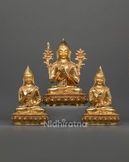 Guru Tsongkhapa with Disciples Statues
