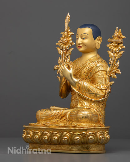 Handcrafted Tsongkhapa Statue Set | Spiritual Statues for Worshiping