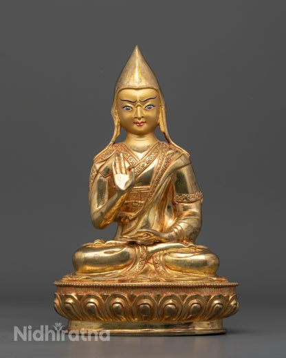 Guru Tsongkhapa with Disciples Statues