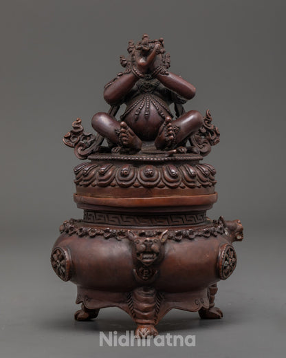 Handcrafted oxidized Vajra Dhaka made from copper, symbolizing spiritual power and protection.