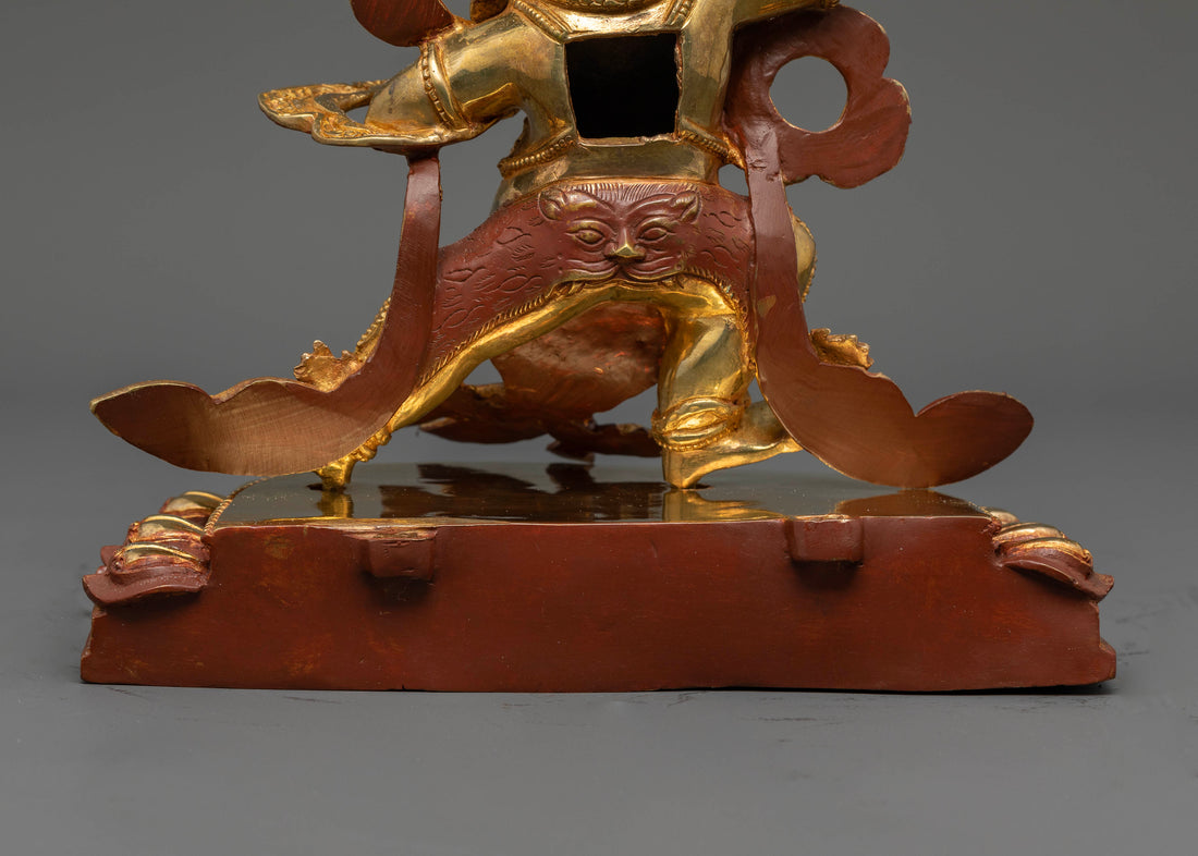 Gold-Gilded Vajrapani Statue:  Symbol of Strength in Tibetan Buddhism