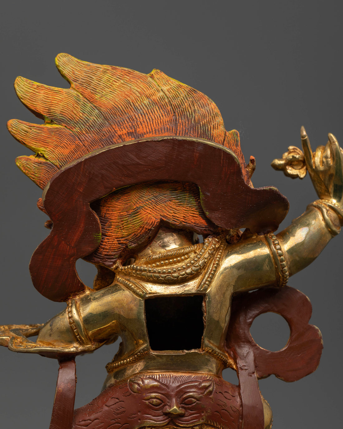 Gold-Gilded Vajrapani Statue:  Symbol of Strength in Tibetan Buddhism