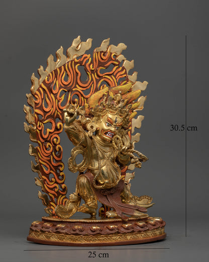 Gold-Gilded Vajrapani Statue:  Symbol of Strength in Tibetan Buddhism