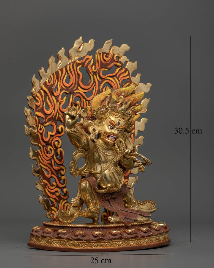 Gold-Gilded Vajrapani Statue:  Symbol of Strength in Tibetan Buddhism