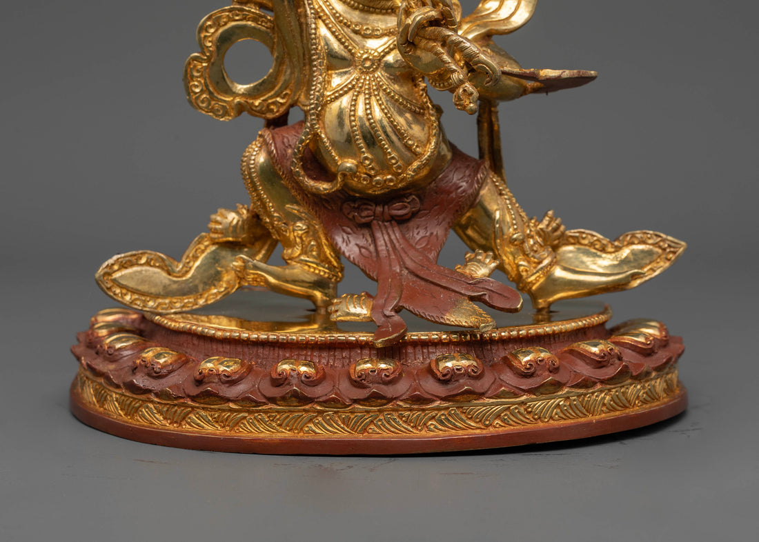 Gold-Gilded Vajrapani Statue:  Symbol of Strength in Tibetan Buddhism