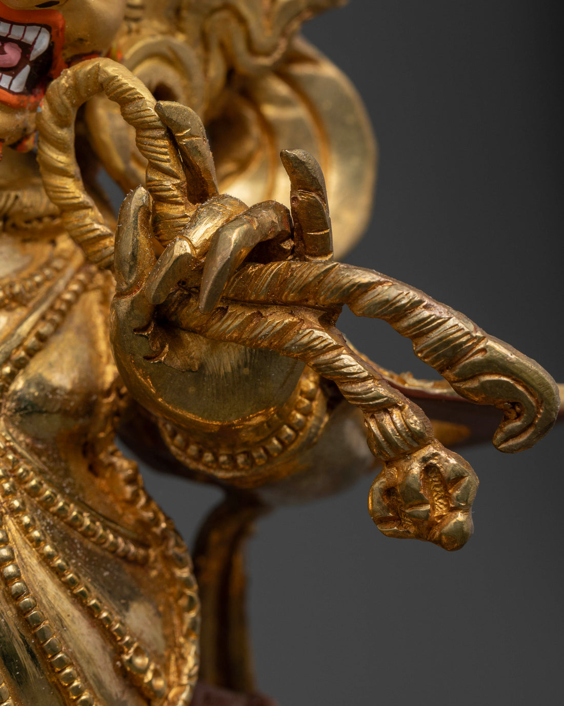 Gold-Gilded Vajrapani Statue:  Symbol of Strength in Tibetan Buddhism