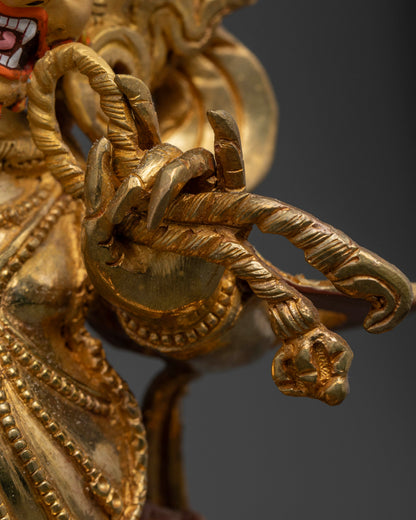 Gold-Gilded Vajrapani Statue:  Symbol of Strength in Tibetan Buddhism