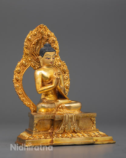Statue of Vairocana Buddha full Fire Gold Plated