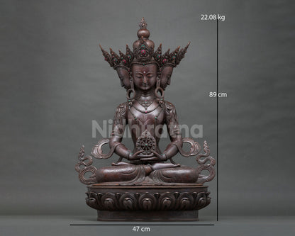 Sarvavid Vairocana Statue (89cm) | Oxidized Copper Buddhist Sculpture