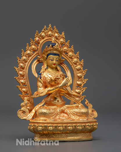 Authentic Machine-Made Vajradhara Statue with 24k Gold Finish