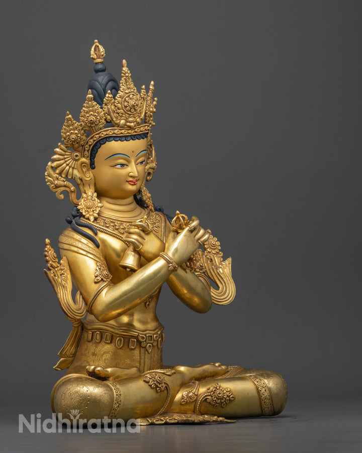 Vajradhara Statue | Stunning 24K Gold Copper Sculpture