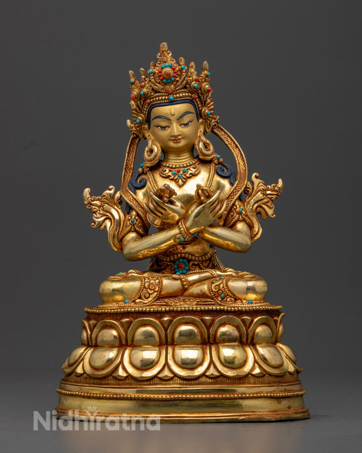 Vajradhara Dharmakaya Buddha Statue | 24k Gold Gilded Artwork