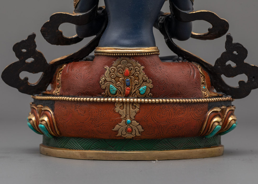 Hand-Colored Dark Blue Vajradhara Statue | Himalayan Buddhist Art