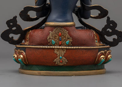 Hand-Colored Dark Blue Vajradhara Statue | Himalayan Buddhist Art