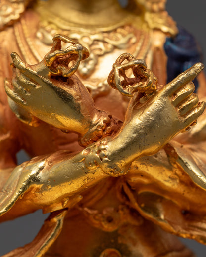 Machine-Made Vajradhara Statue | 24k Gold-Plated Copper Sculpture