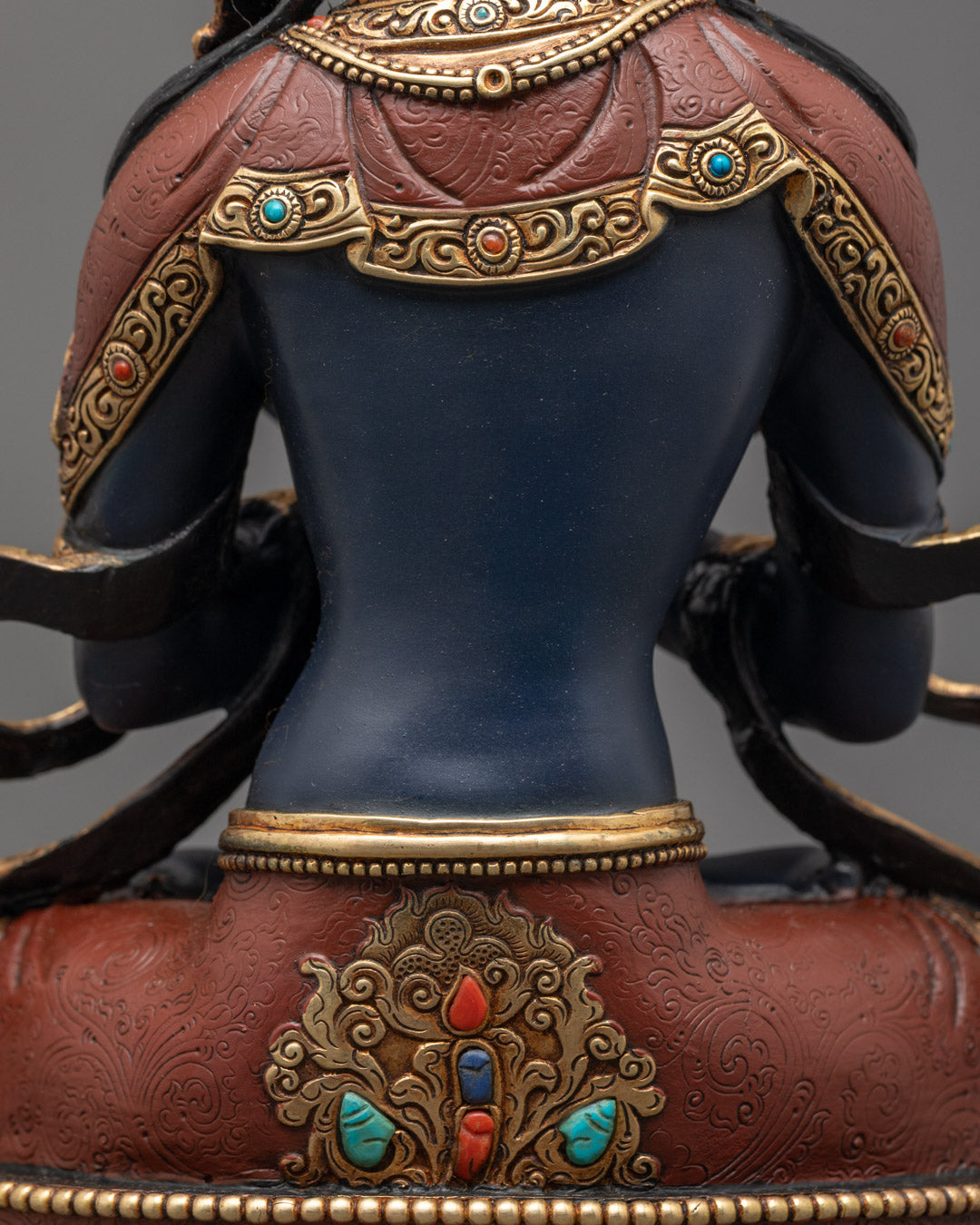 Hand-Colored Dark Blue Vajradhara Statue | Himalayan Buddhist Art