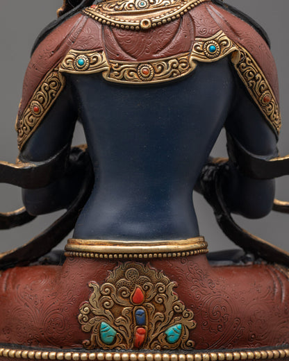 Hand-Colored Dark Blue Vajradhara Statue | Himalayan Buddhist Art