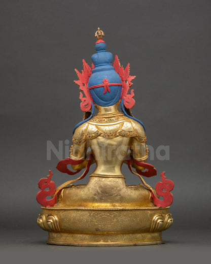 Vajradhara Buddha Statue back view detailed craftsmanship Nepalese art