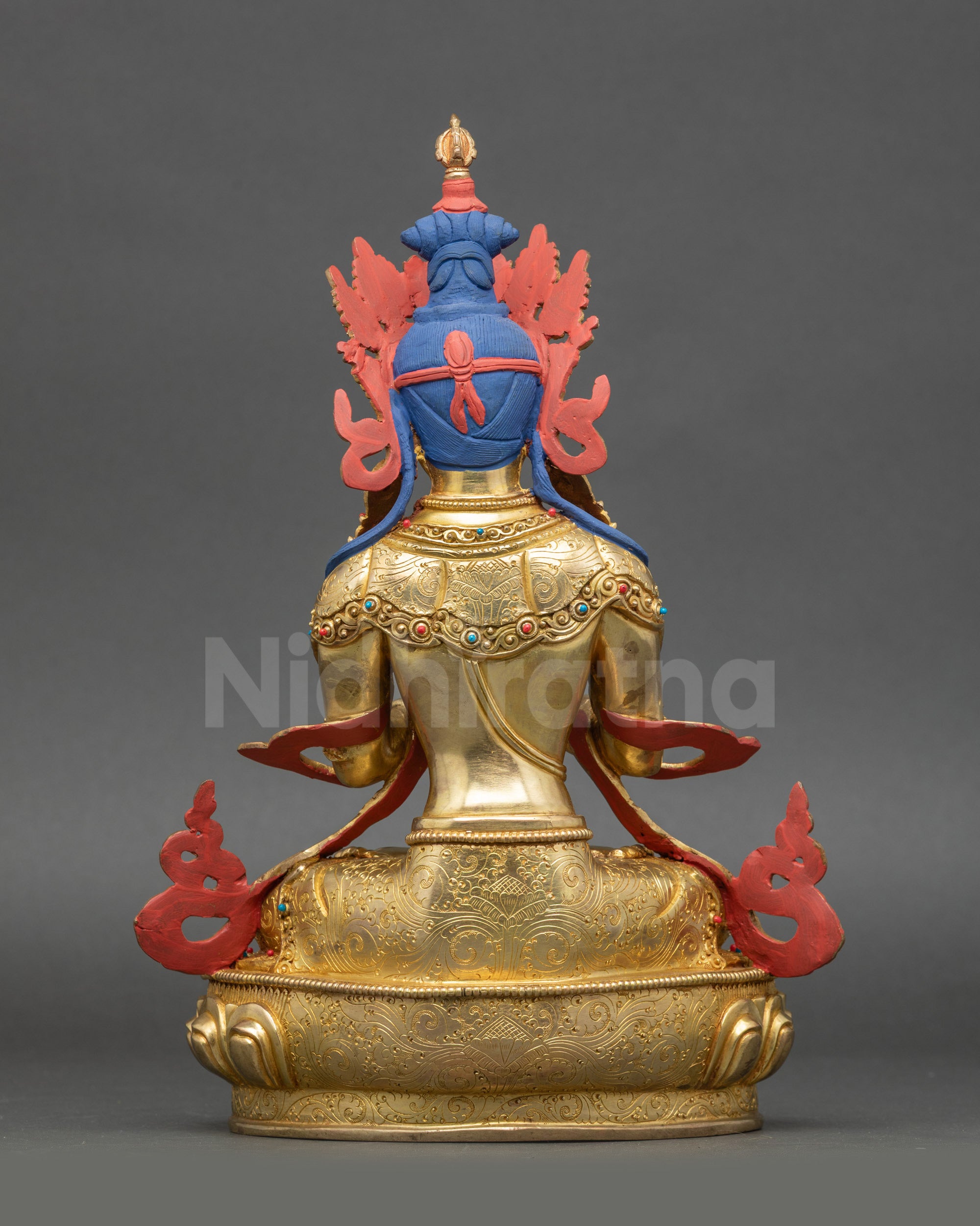 Vajradhara Buddha Statue back view showing detailed robe and craftsmanship