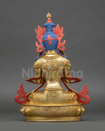 Vajradhara Buddha Statue back view showing detailed robe and craftsmanship