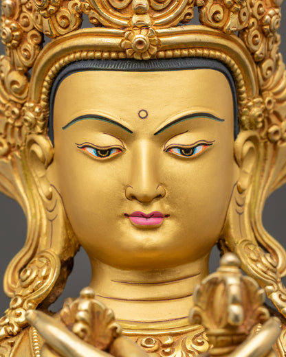 Vajradhara Buddha statue gold-painted face serene expression handmade Nepal