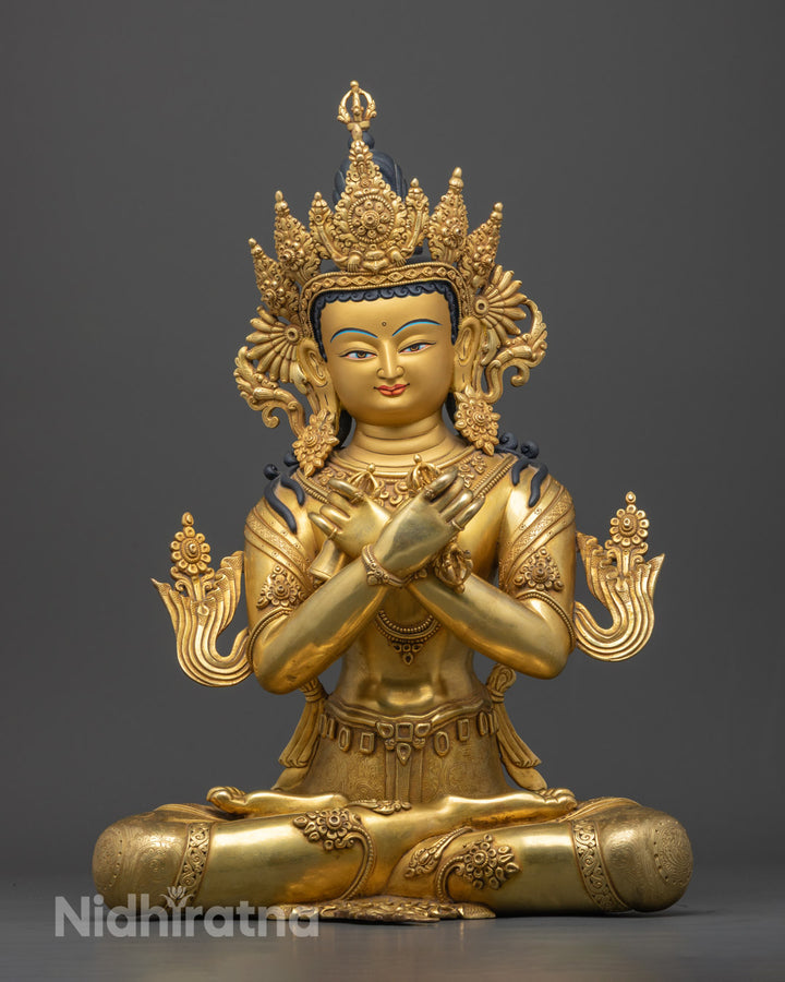 Buddhist Hand-Carved Vajradhara Primordial Buddha in Vajrayana Sculpture | Tibetan Dharmakaya (Dorje Chang)