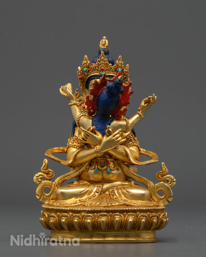 Vajradhara with Consort Statue | Beautifully Gilded Copper Statue for Devotion &amp; Serenity