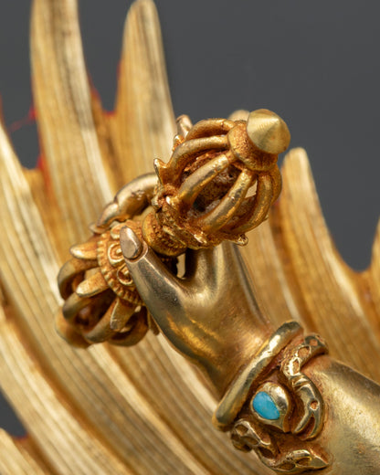 24K Gold Vajrakilaya Statue | Himalayan Buddhist Sculpture
