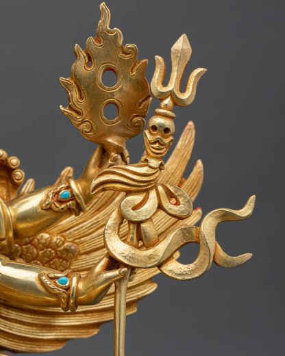24K Gold Vajrakilaya Statue | Himalayan Buddhist Sculpture