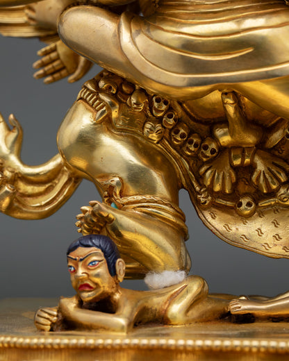 24K Gold Vajrakilaya Statue | Himalayan Buddhist Sculpture