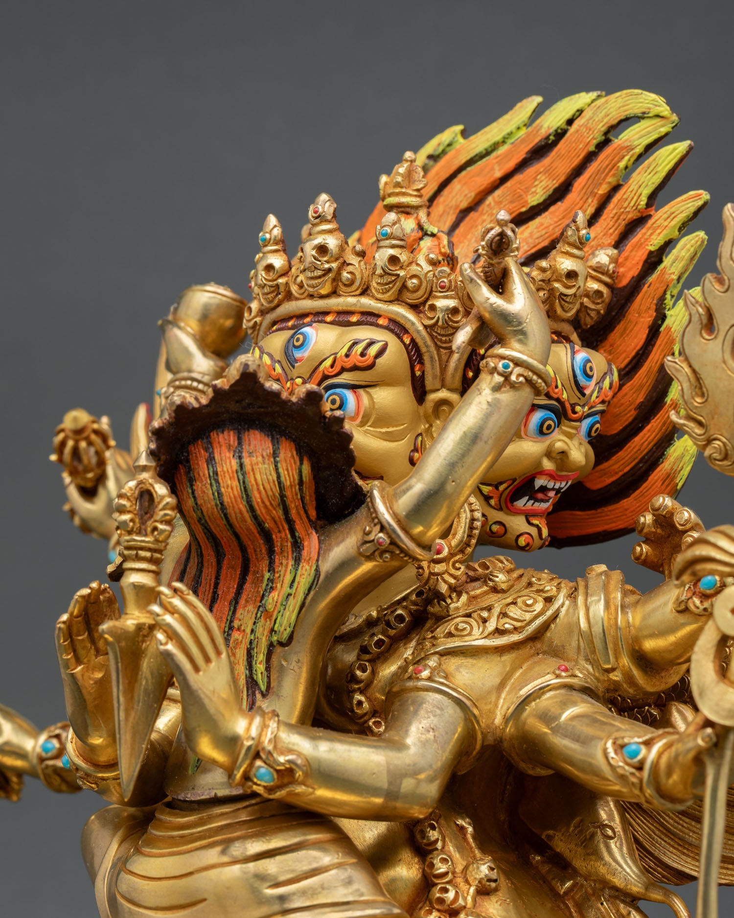 24K Gold Vajrakilaya Statue | Himalayan Buddhist Sculpture