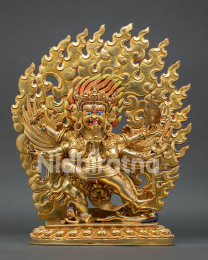 24K Gold Vajrakilaya Statue | Himalayan Buddhist Sculpture