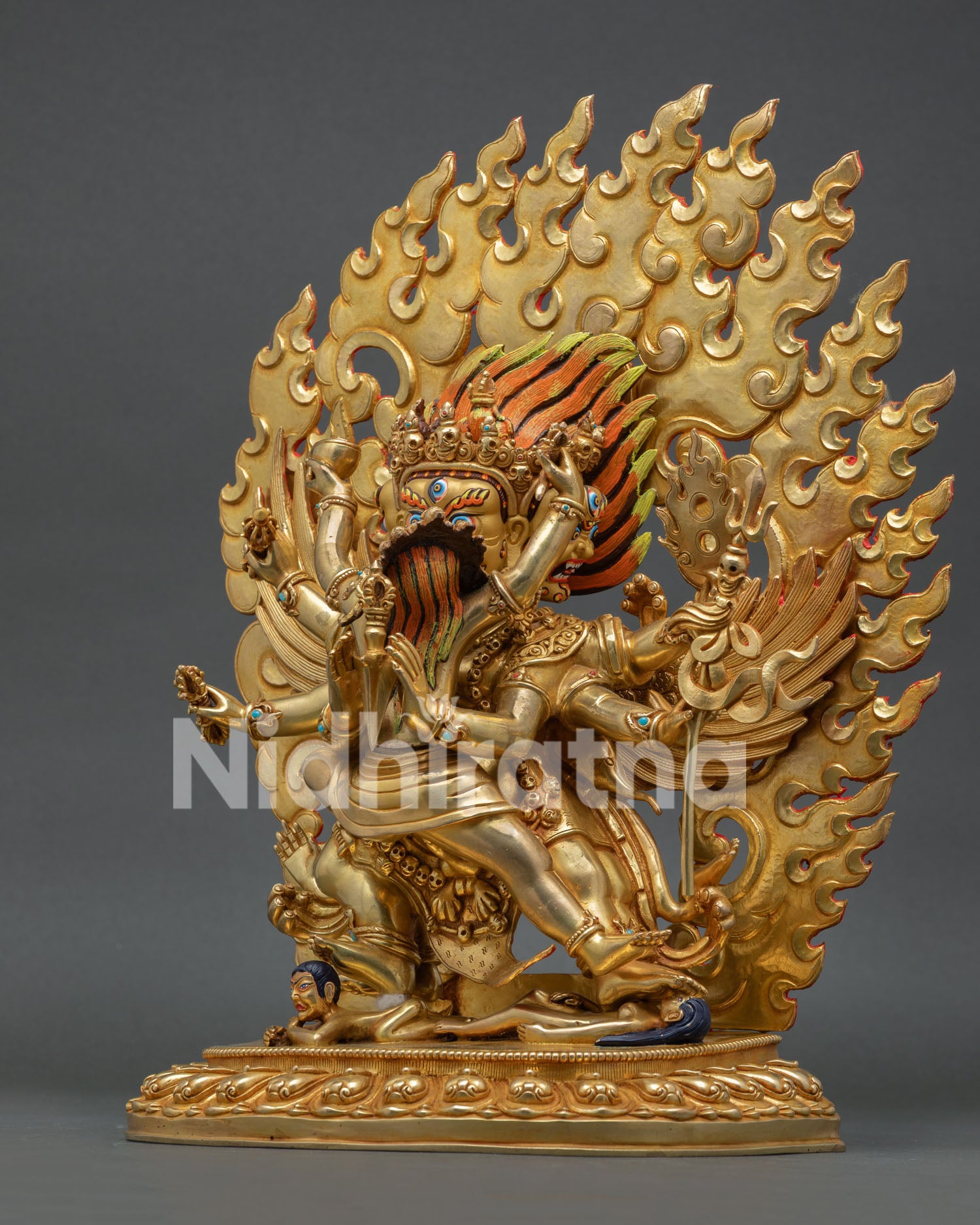 24K Gold Vajrakilaya Statue | Himalayan Buddhist Sculpture