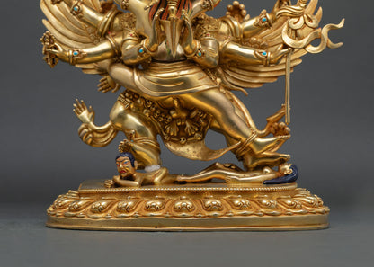 24K Gold Vajrakilaya Statue | Himalayan Buddhist Sculpture