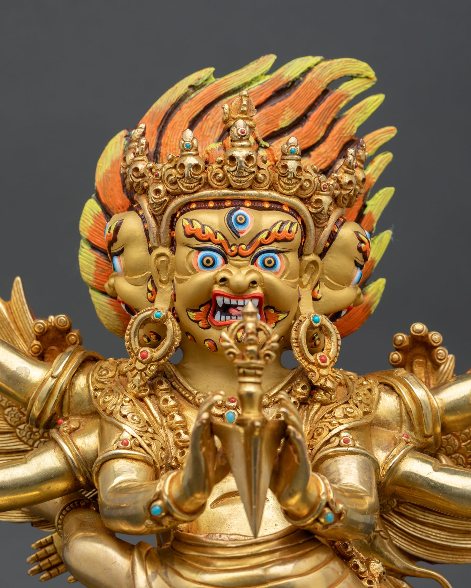 24K Gold Vajrakilaya Statue | Himalayan Buddhist Sculpture