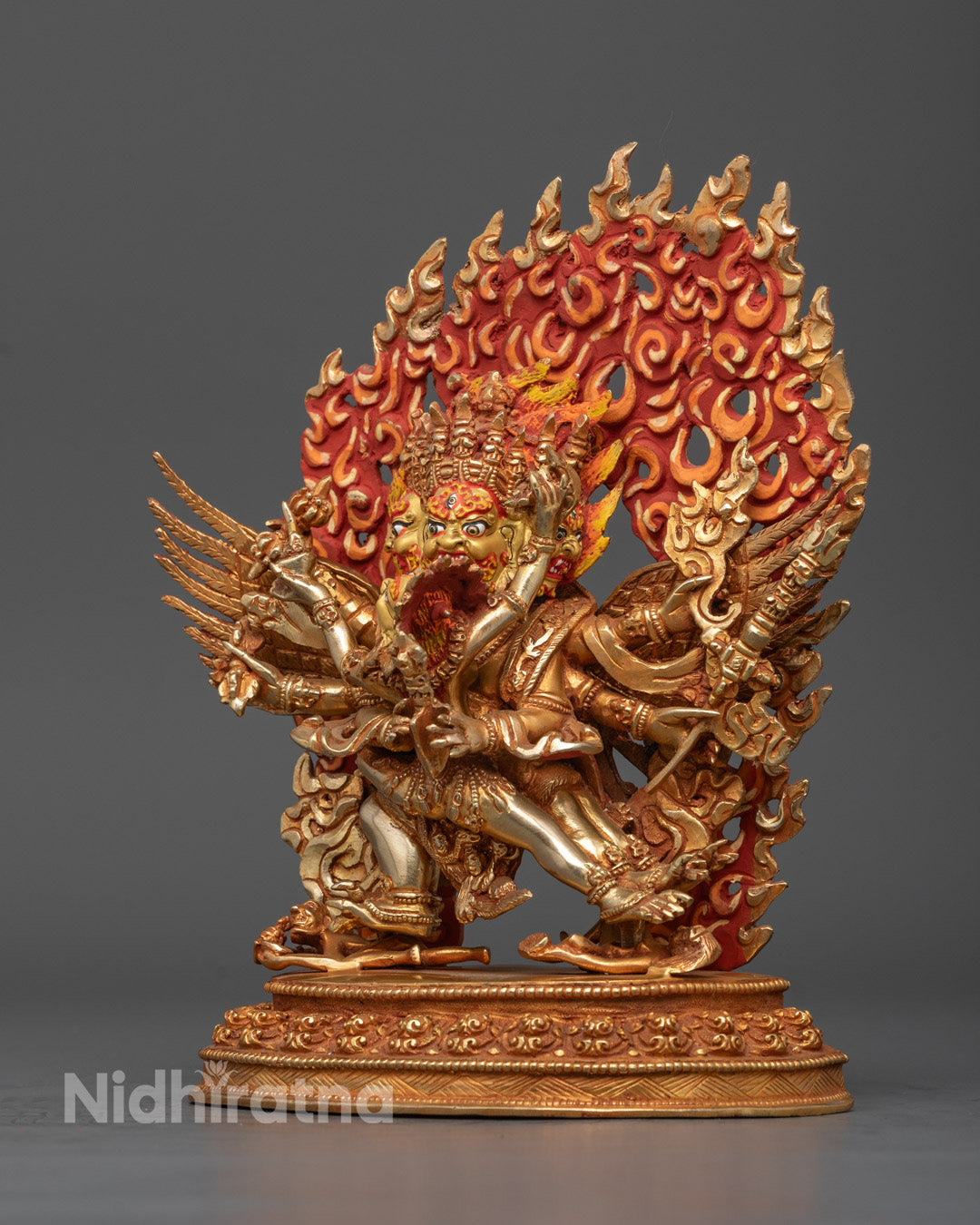 Vajrakilaya’s face and five-skull crown – symbolizing transformation of negative energies in Vajrayana Buddhism