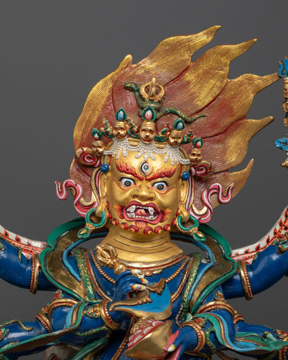 Six Armed Mahakala Statue | Hand-Carved Copper