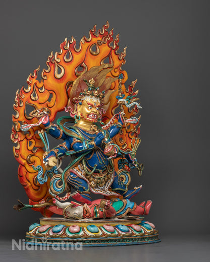 Six Armed Mahakala Statue | Hand-Carved Copper