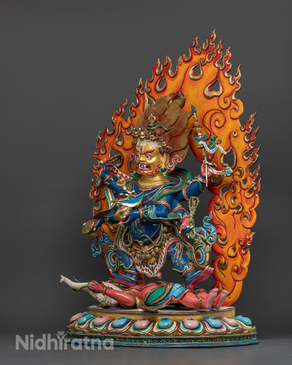 Six Armed Mahakala Statue | Hand-Carved Copper