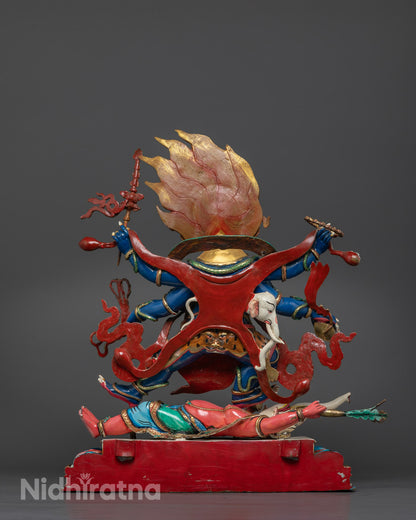 Six Armed Mahakala Statue | Hand-Carved Copper