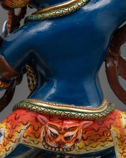 Blue Colored Vajrapani Statue | Artisan Craftmanship with Fierce halo