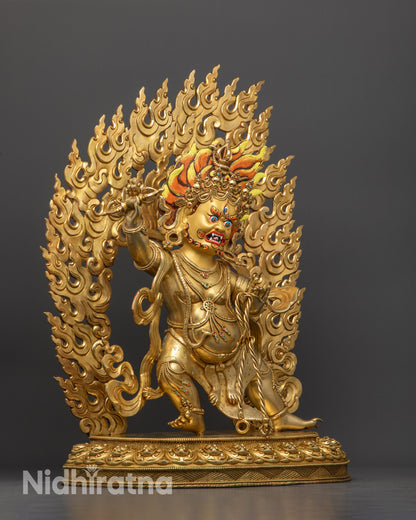 Bodhisattva Vajrapani Statue | Wrathful Protector in Copper